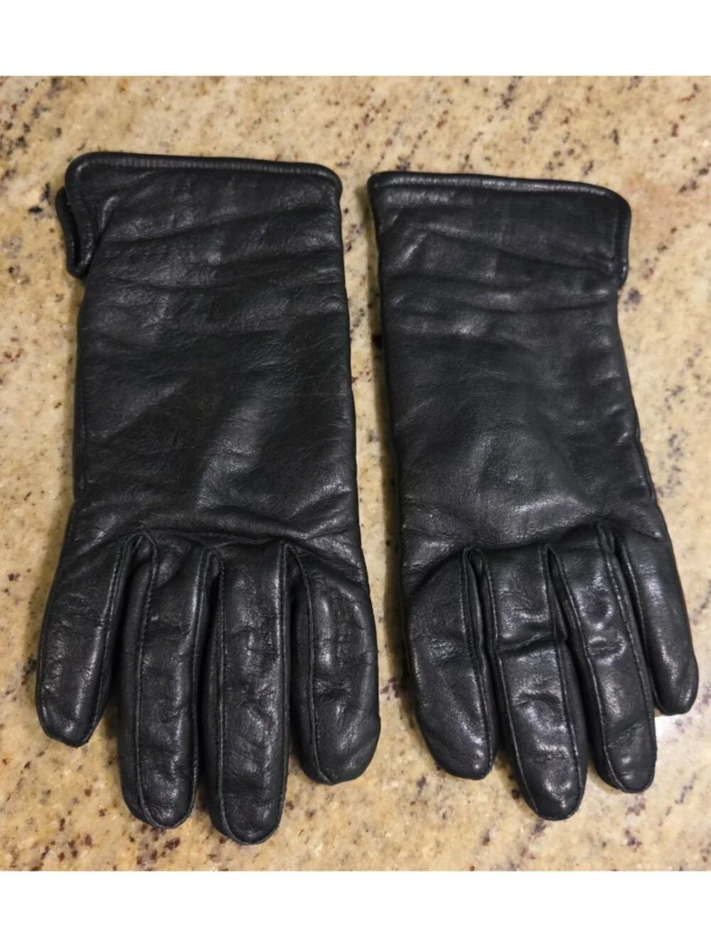 Vintage Womens Size S Black Leather Gloves Lined Moto Biker Winter